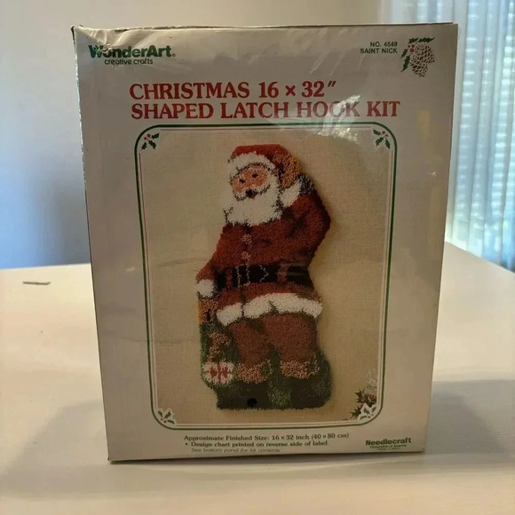 WonderArt Other - Needlecraft Christmas 16 Inch x 32 Inch Shaped Latch Hook Kit Saint Nick #4549